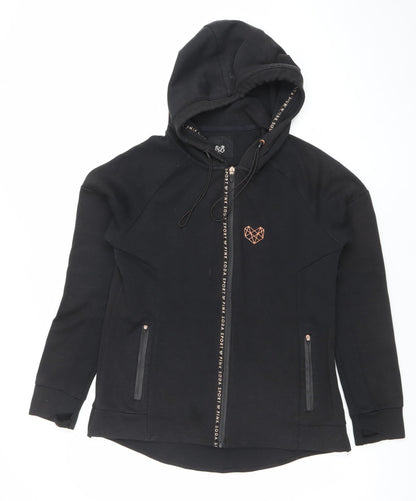 Womens UK Size 10 Pink Soda Sport Black Full Zip Hoodie