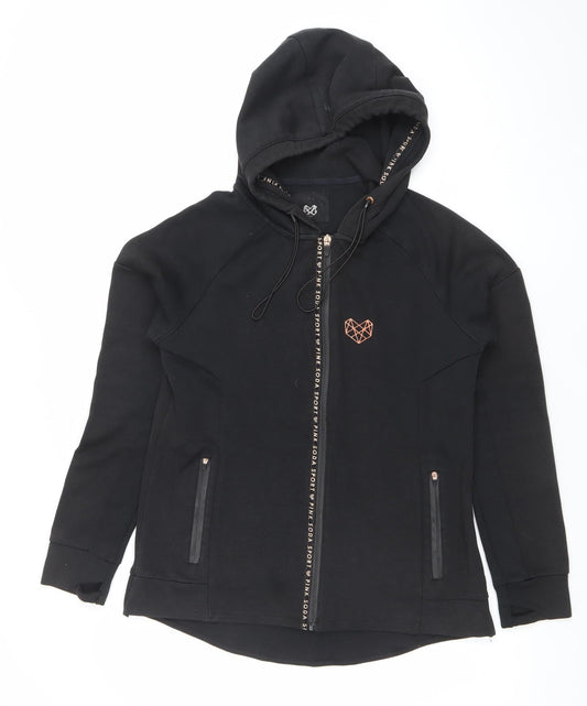 Womens UK Size 10 Pink Soda Sport Black Full Zip Hoodie
