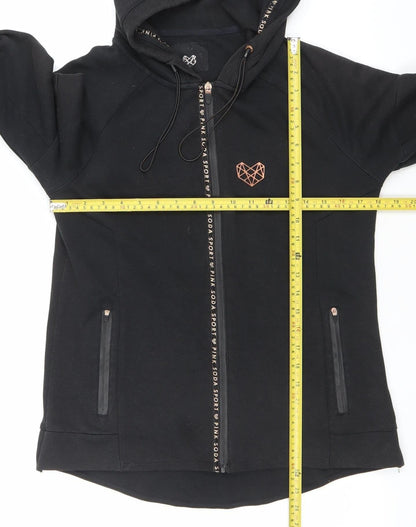 Womens UK Size 10 Pink Soda Sport Black Full Zip Hoodie
