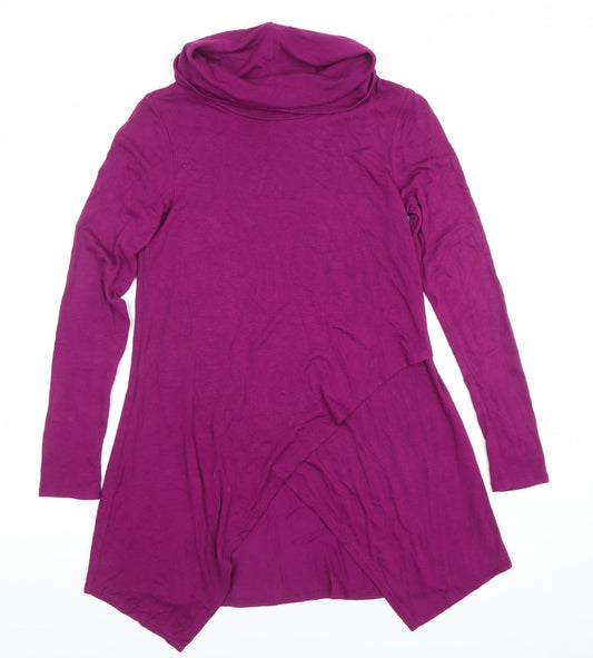 Phase Eight Womens Purple Cowl Neck Long Sleeve Tunic Top M