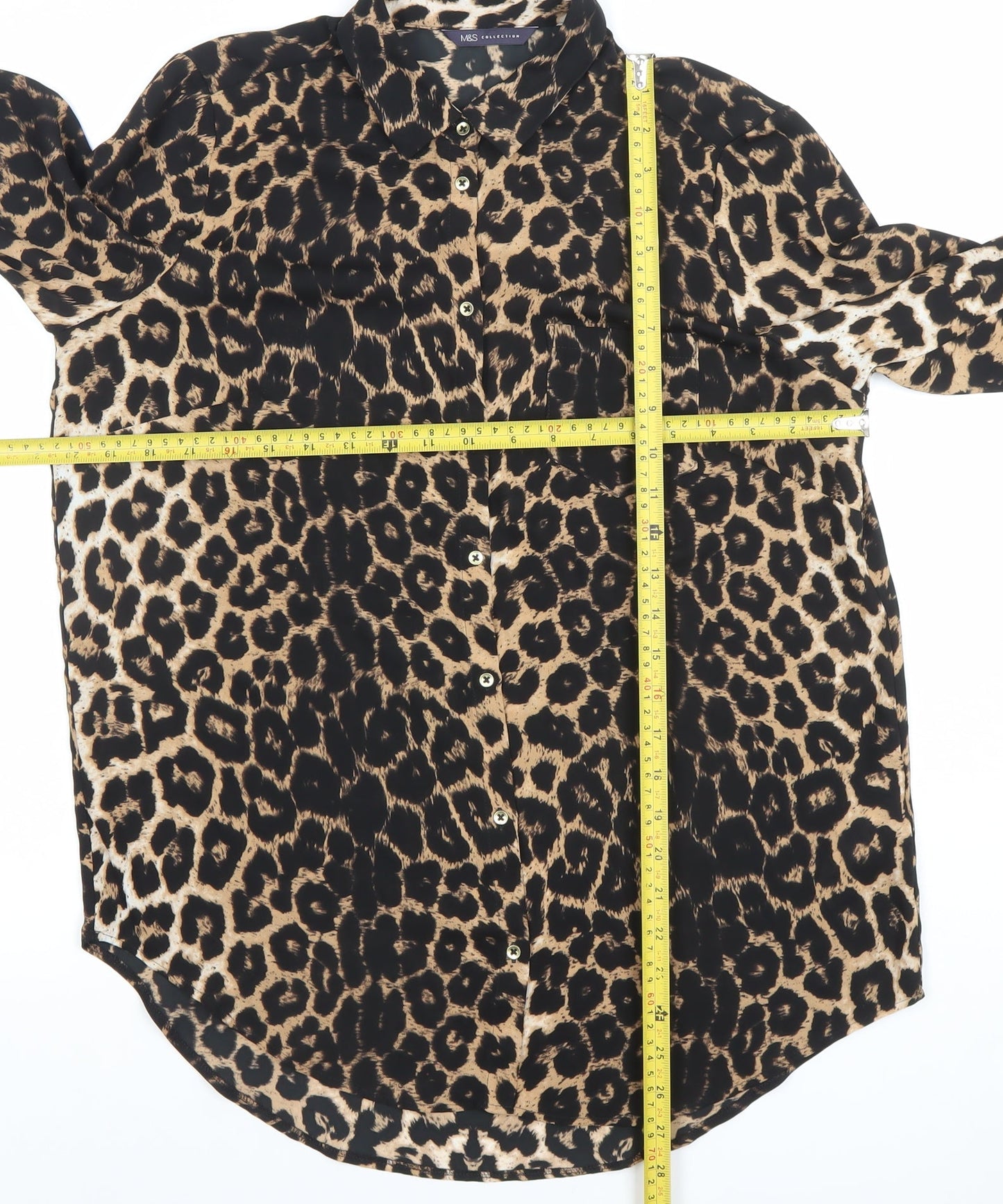 Womens UK Size 12 Marks and Spencer Brown Basic Button-Up