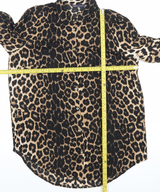 Womens UK Size 12 Marks and Spencer Brown Basic Button-Up