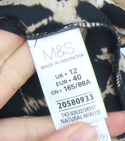 Womens UK Size 12 Marks and Spencer Brown Basic Button-Up