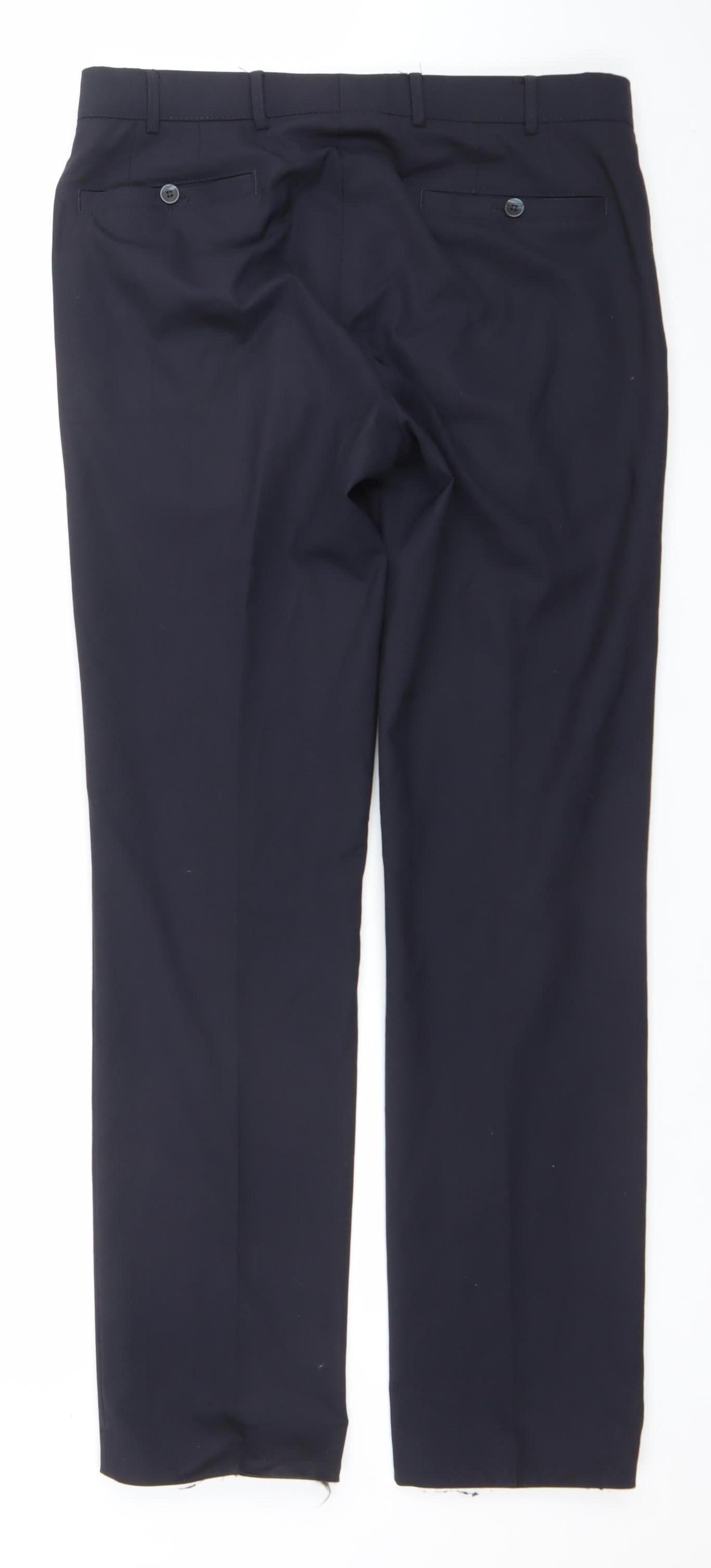 Modern Comfort Men’s Black Regular Fit Wool Blend Dress Trousers 34W 34L