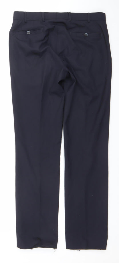 Modern Comfort Men’s Black Regular Fit Wool Blend Dress Trousers 34W 34L