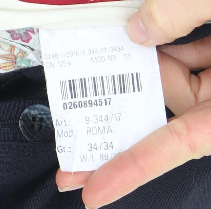 Modern Comfort Men’s Black Regular Fit Wool Blend Dress Trousers 34W 34L