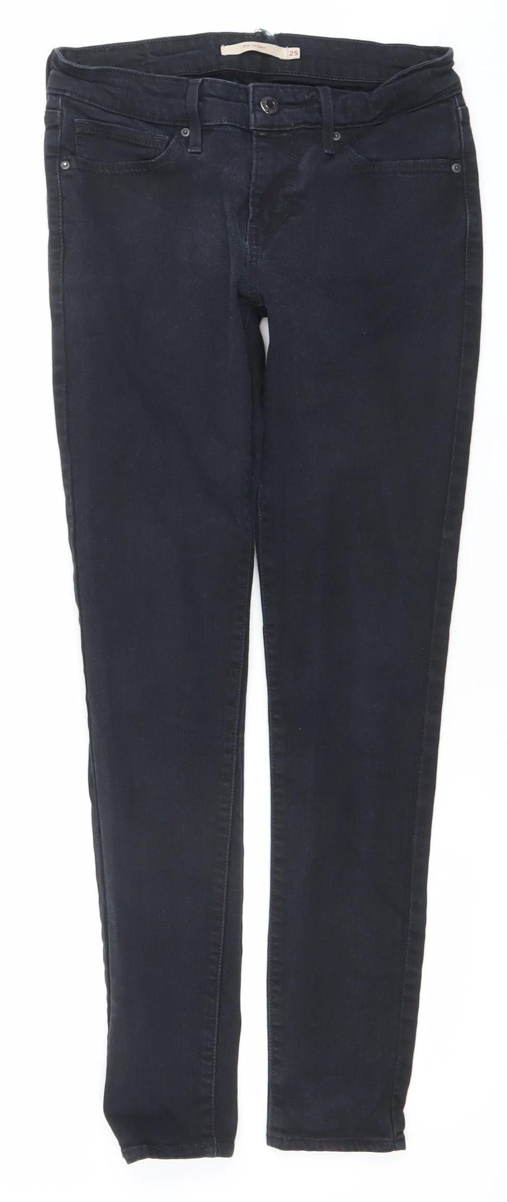Levi's Women's Black 711 Skinny Jeans Size 25 Slim Fit Denim