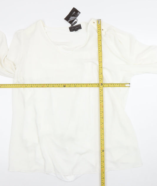 Ann Harvey Women’s Ivory Long Sleeve V-Neck Tunic Blouse Size 24
