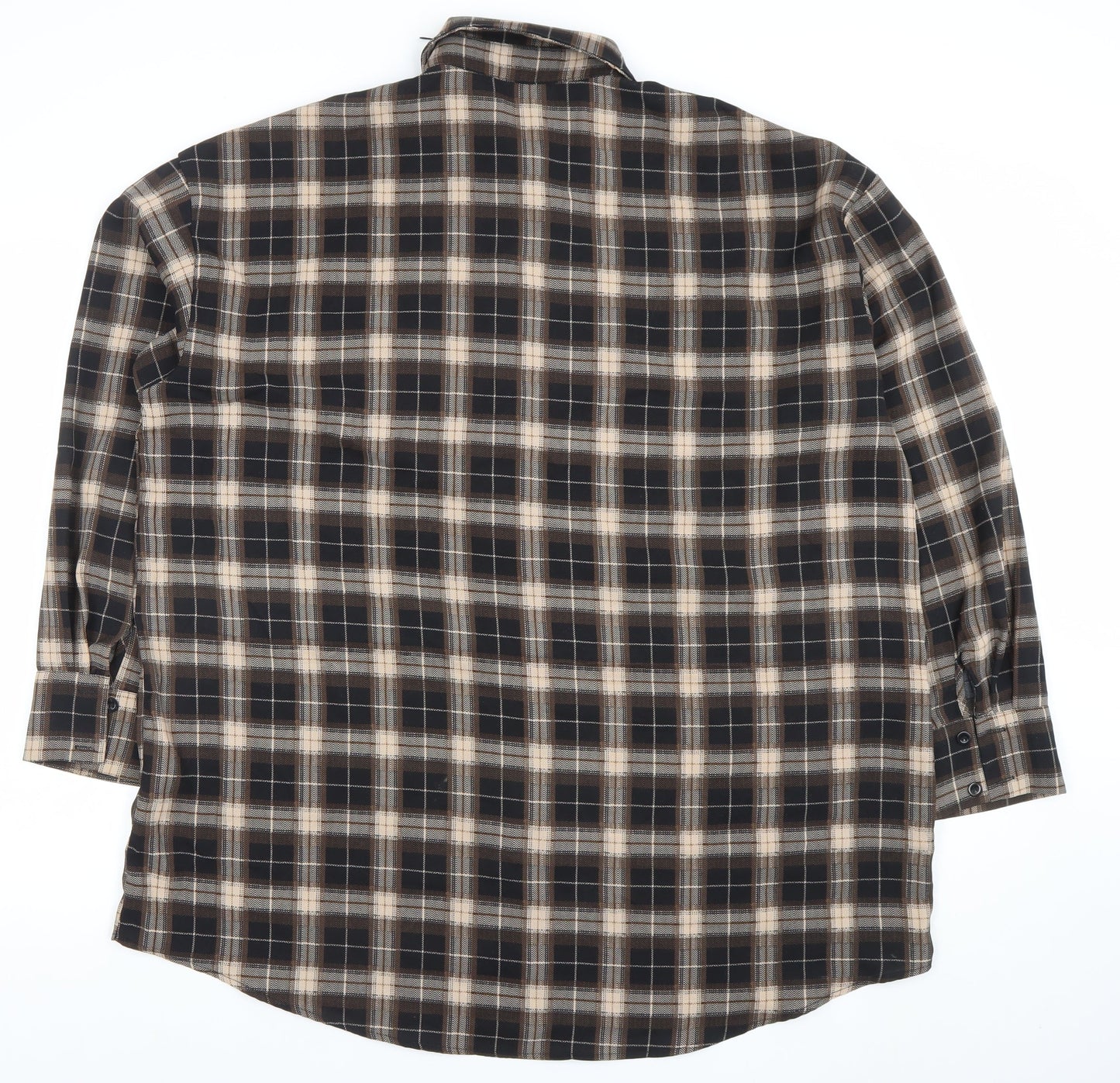 PrettyLittleThing Women's Brown Check Long Sleeve Button-Up Shirt Size 14
