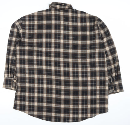 PrettyLittleThing Women's Brown Check Long Sleeve Button-Up Shirt Size 14