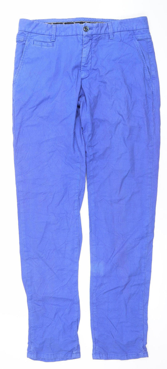 Massimo Dutti Men’s Blue Cotton Chino Trousers Size L 33W 31L