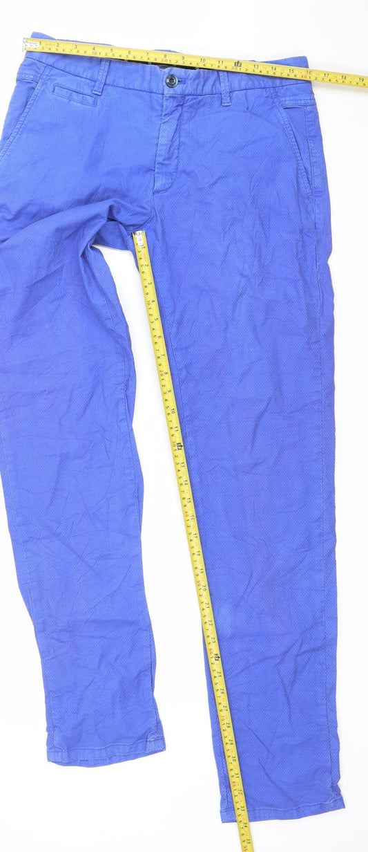Massimo Dutti Men’s Blue Cotton Chino Trousers Size L 33W 31L