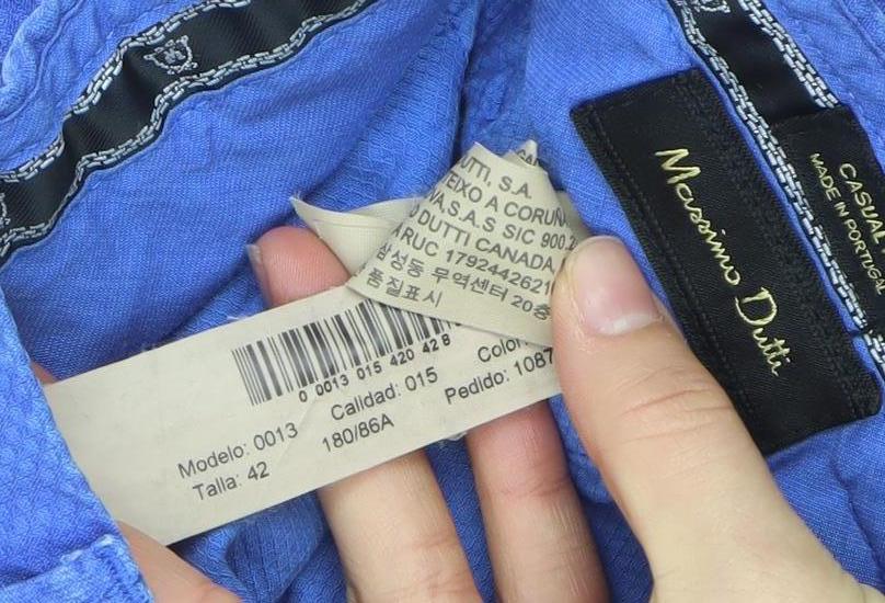 Massimo Dutti Men’s Blue Cotton Chino Trousers Size L 33W 31L