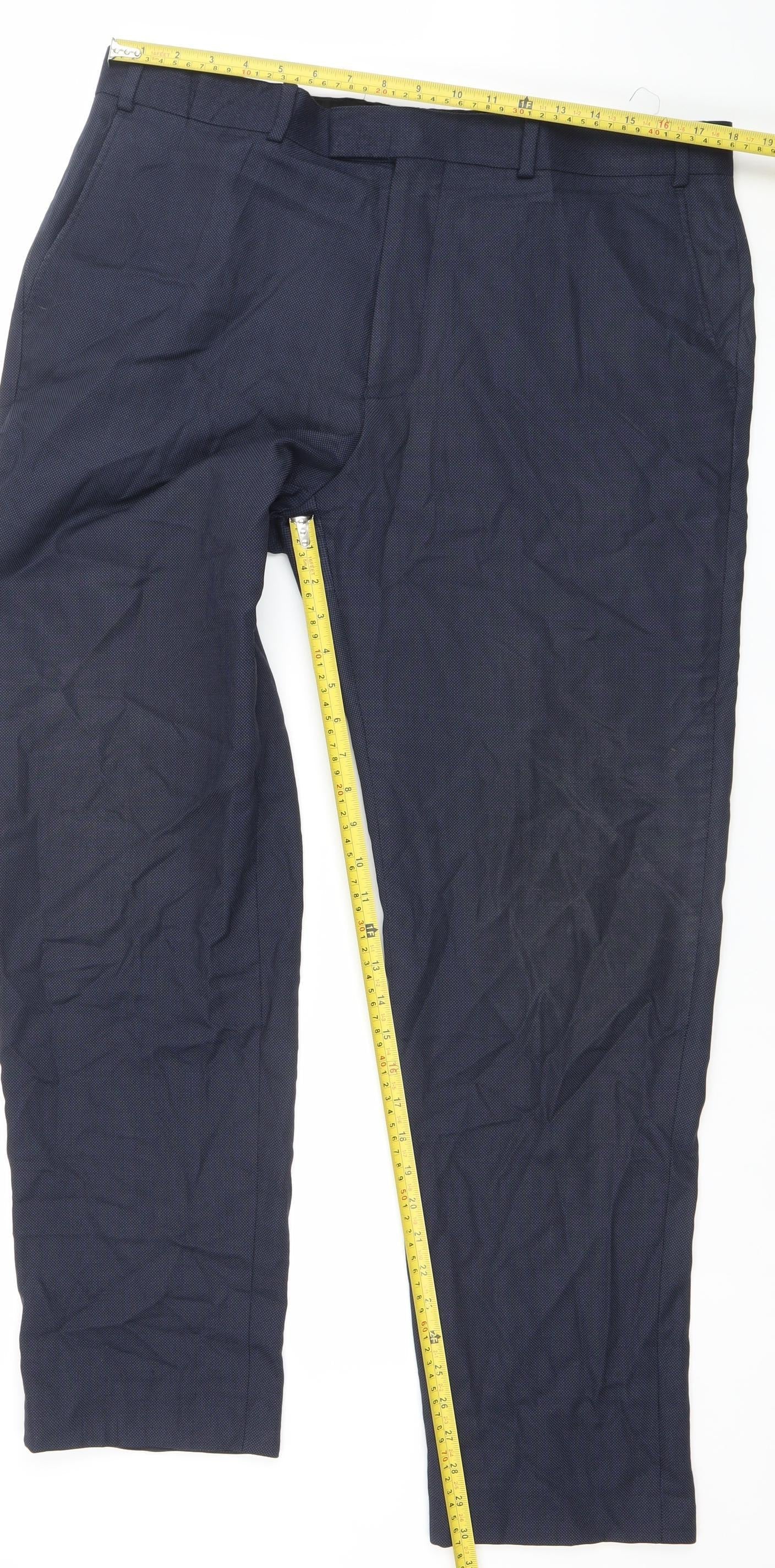 Chester Barrie Men's Blue Regular Fit Wool Dress Trousers 34R