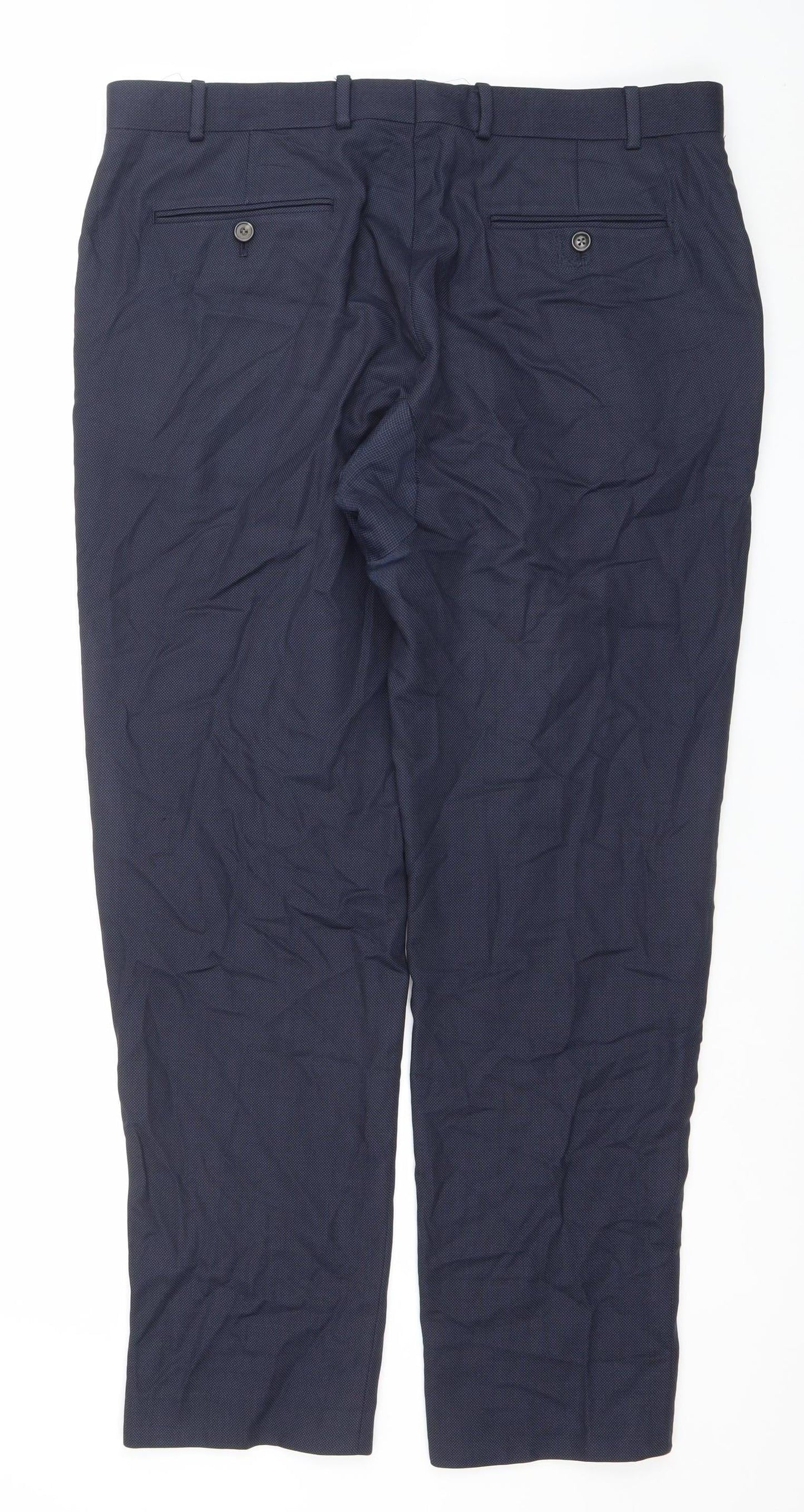 Chester Barrie Men's Blue Regular Fit Wool Dress Trousers 34R