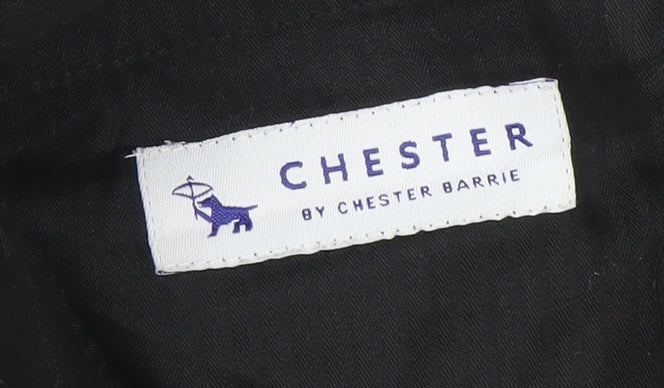 Chester Barrie Men's Blue Regular Fit Wool Dress Trousers 34R