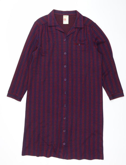 Marks and Spencer Women’s Purple Red Checked Long Shirt Dress Size 18