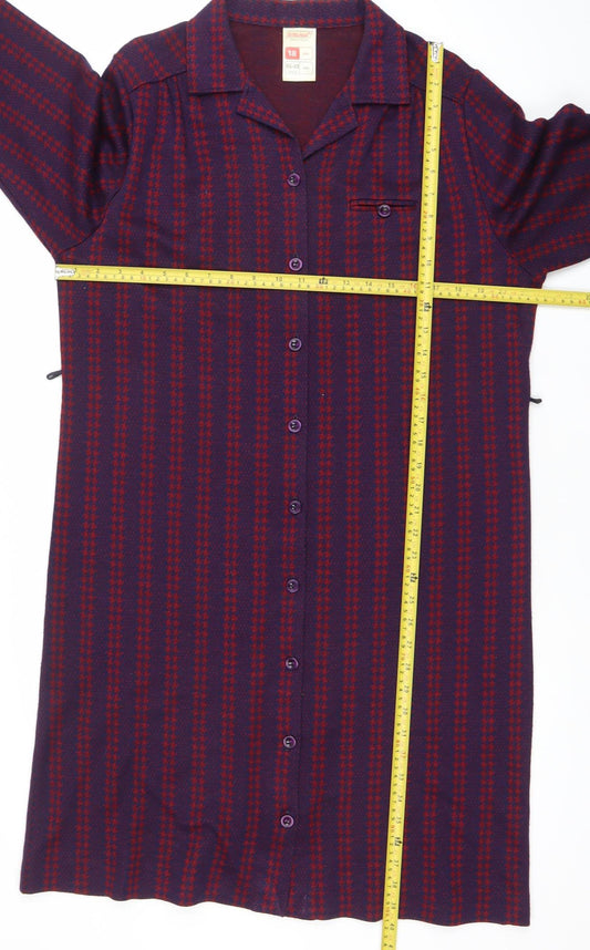 Marks and Spencer Women’s Purple Red Checked Long Shirt Dress Size 18