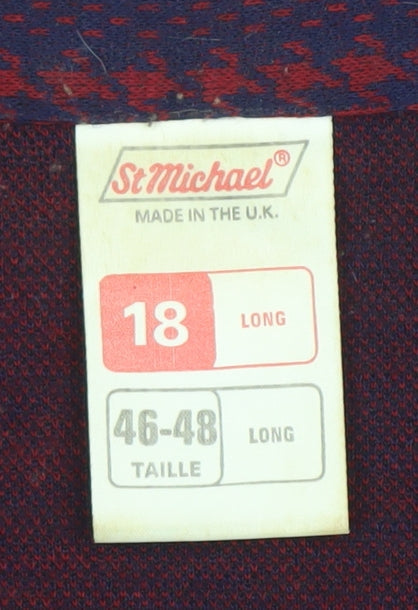 Marks and Spencer Women’s Purple Red Checked Long Shirt Dress Size 18