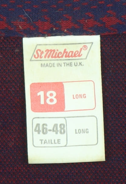 Marks and Spencer Women’s Purple Red Checked Long Shirt Dress Size 18