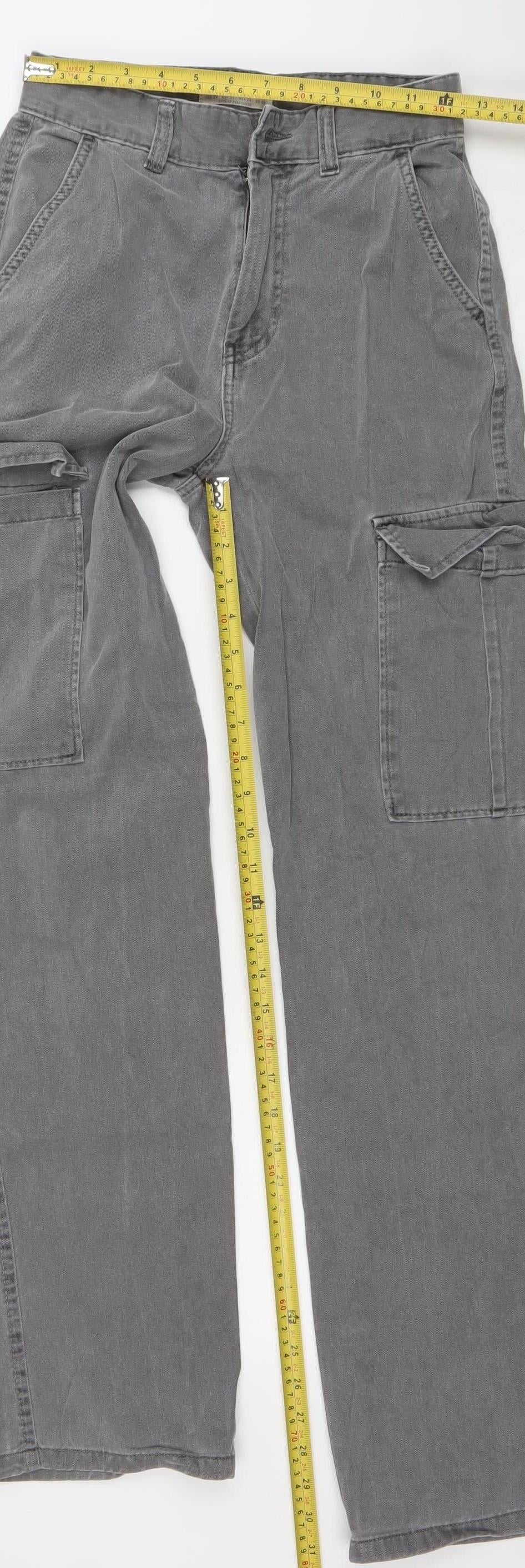 Womens UK Size 6 Stradivarius Regular Fit Cargo Grey Jeans