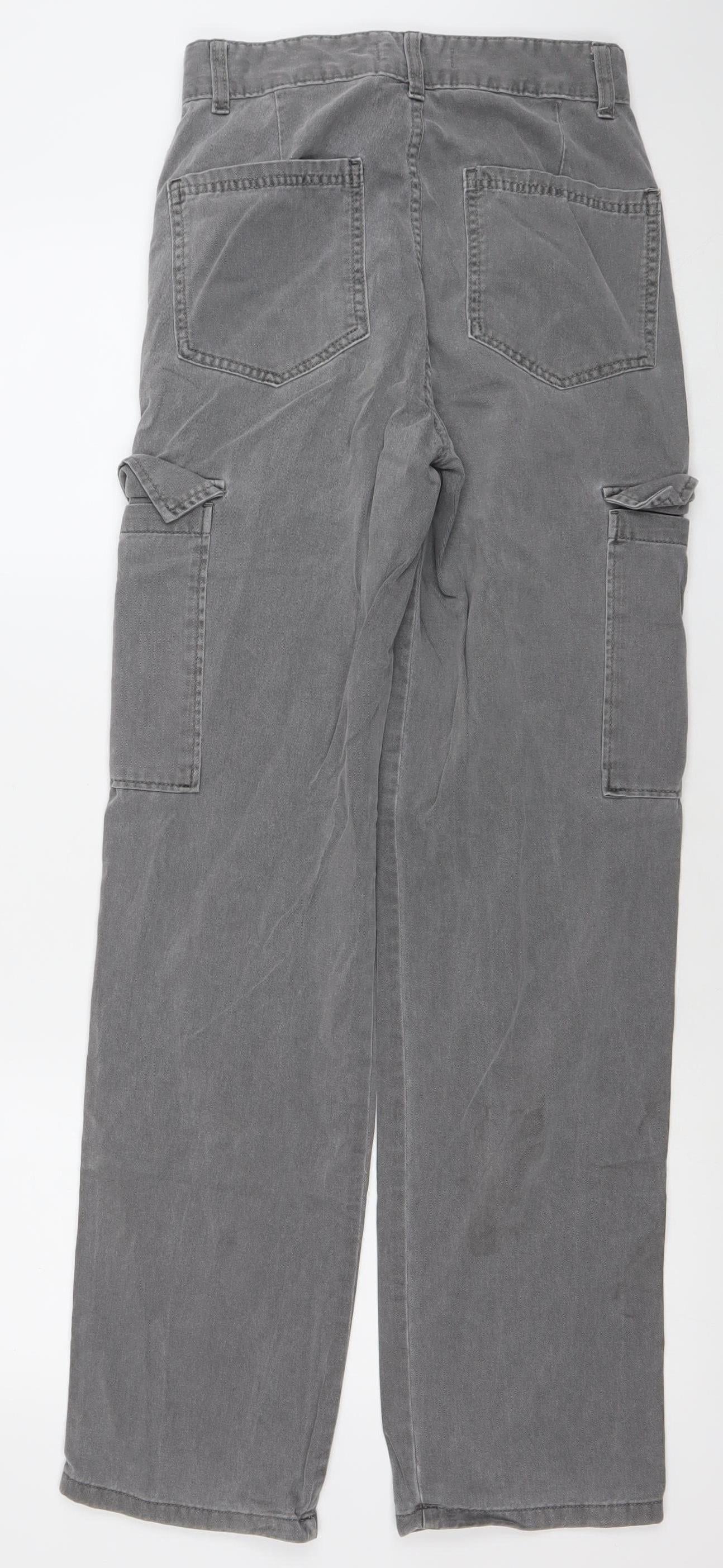 Womens UK Size 6 Stradivarius Regular Fit Cargo Grey Jeans