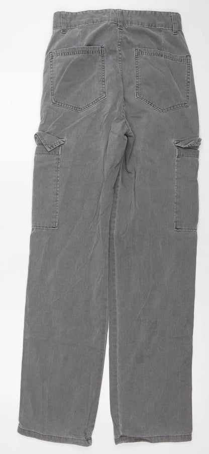 Womens UK Size 6 Stradivarius Regular Fit Cargo Grey Jeans
