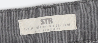 Womens UK Size 6 Stradivarius Regular Fit Cargo Grey Jeans