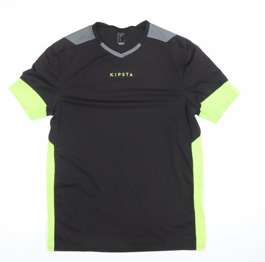 Mens UK Size S Kipsta Black FootballGym & TrainingRunning & Jogging T-Shirt