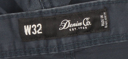 Denim Co. Men's Blue Cargo Shorts Size 32 Regular Fit Outdoor Style