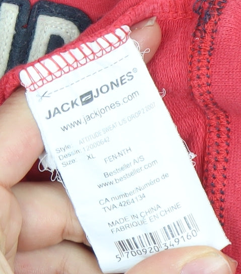 Womens UK Size XL JACK & JONES Red Pullover Hoodie