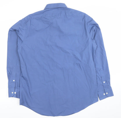 Mens UK Collar Size L Arrow Smart Blue  Dress Shirt