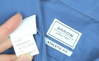 Mens UK Collar Size L Arrow Smart Blue  Dress Shirt