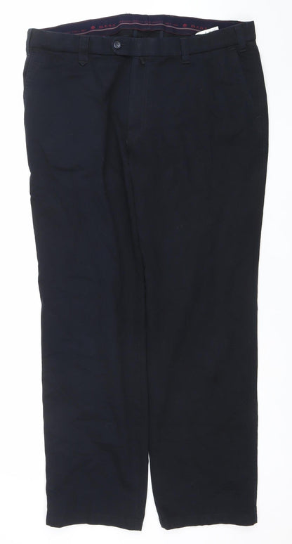m.e.n.s Mens Black Cotton Blend Chino Trousers 40S Regular Fit