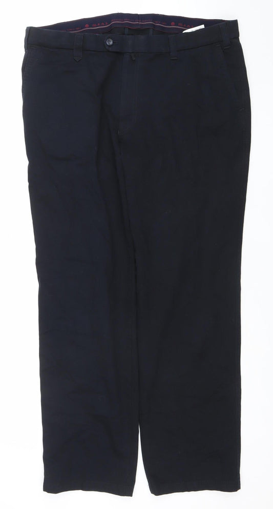 m.e.n.s Mens Black Cotton Blend Chino Trousers 40S Regular Fit