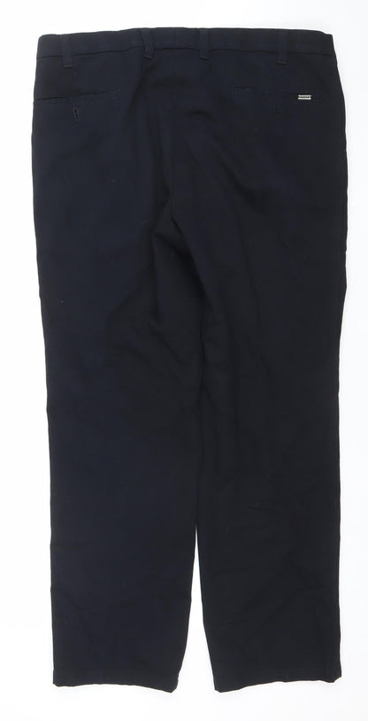 m.e.n.s Mens Black Cotton Blend Chino Trousers 40S Regular Fit