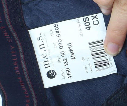 m.e.n.s Mens Black Cotton Blend Chino Trousers 40S Regular Fit