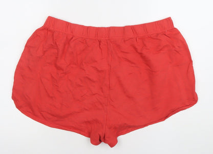 Primark Women's Red XL Cotton Casual Miami Logo Shorts