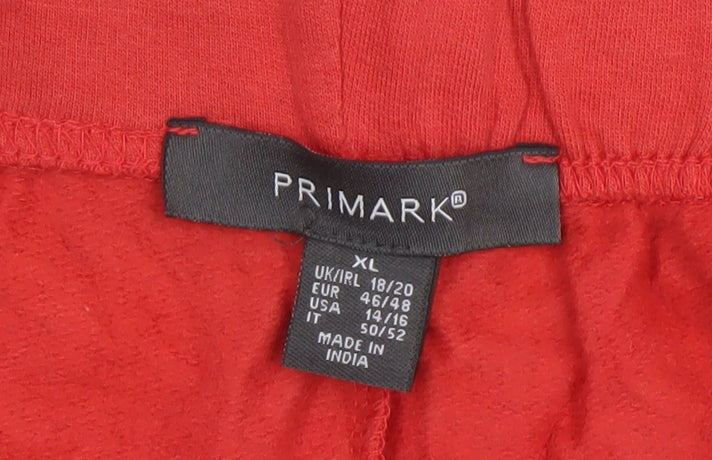 Primark Women's Red XL Cotton Casual Miami Logo Shorts