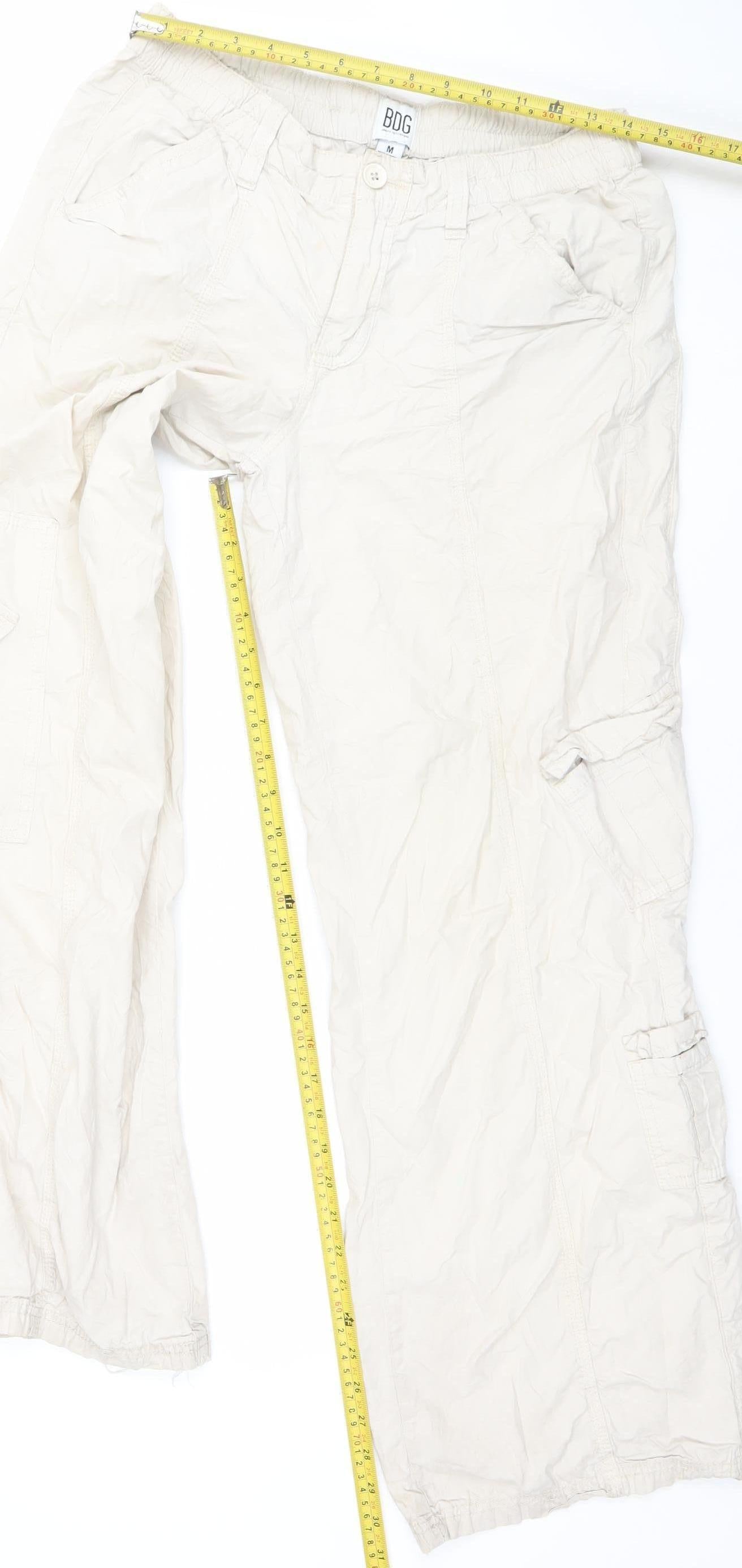 BDG Women’s Beige Cargo Trousers M Cotton Wide-Leg Casual