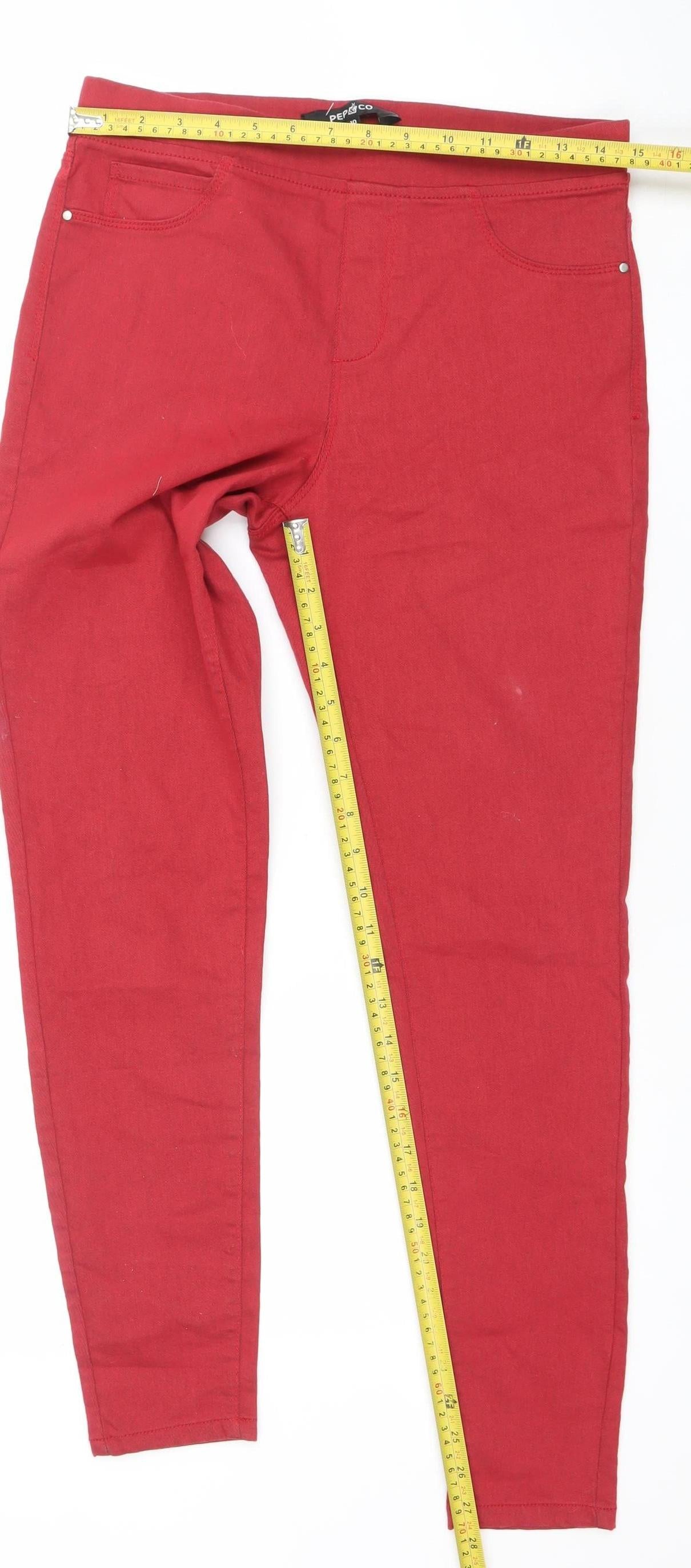 Pep & Co Women's Red Skinny Jeans Size 10 Stretch Denim
