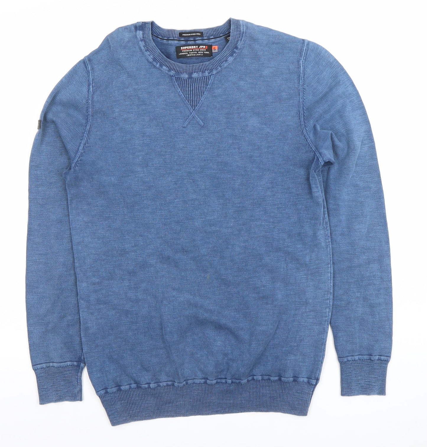 Superdry Men's Blue Cotton Crew Neck Pullover Jumper Size S