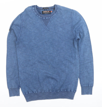 Superdry Men's Blue Cotton Crew Neck Pullover Jumper Size S