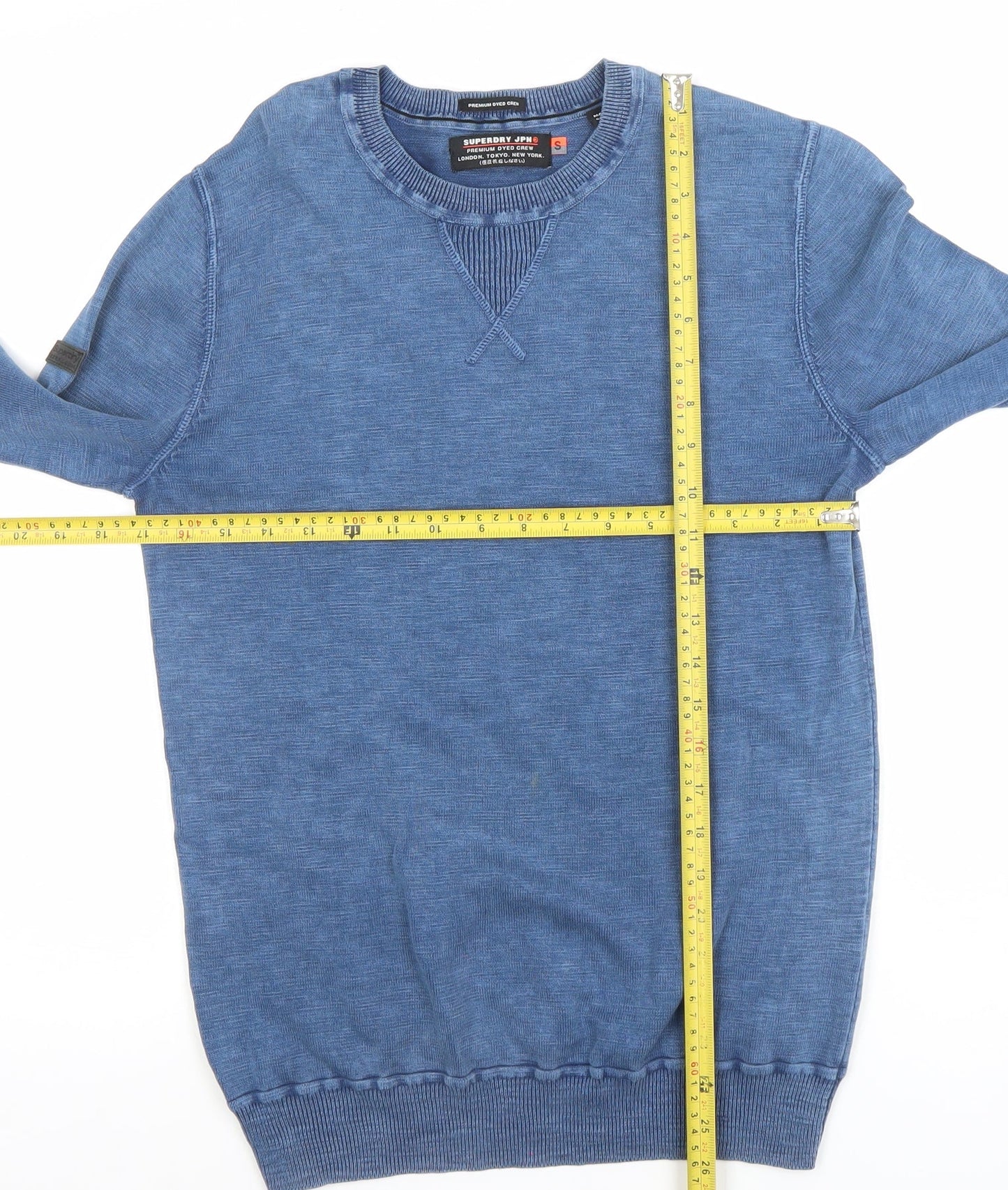 Superdry Men's Blue Cotton Crew Neck Pullover Jumper Size S