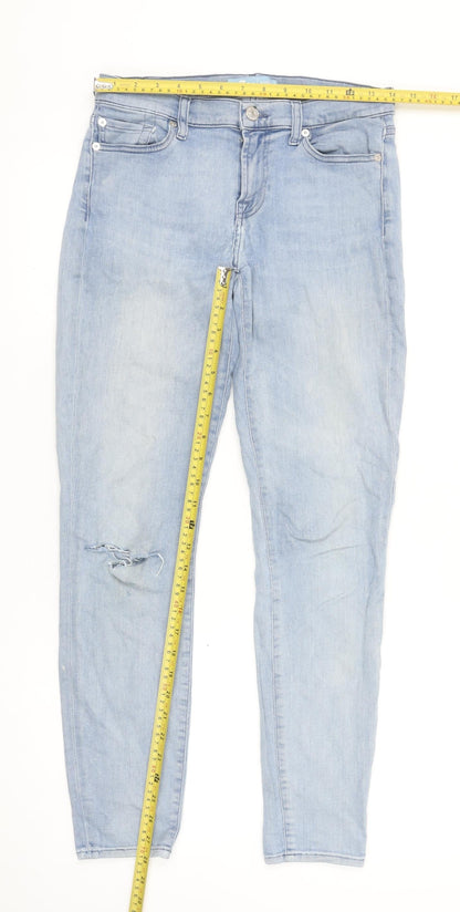 Womens UK Size 28 7 For All Mankind Slim Fit Skinny Blue Jeans