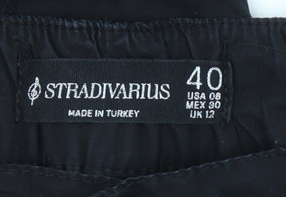 Stradivarius Women’s Black Cargo Trousers UK 12 Cotton Drawstring Ankle
