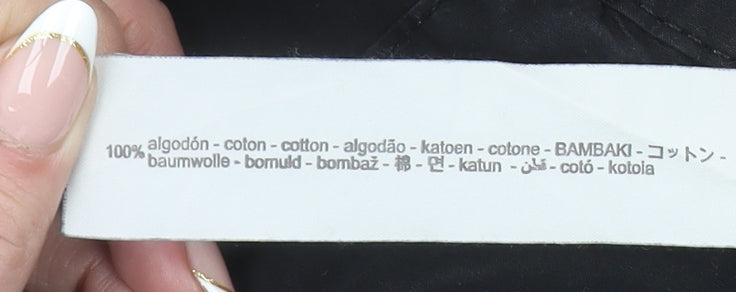 Stradivarius Women’s Black Cargo Trousers UK 12 Cotton Drawstring Ankle