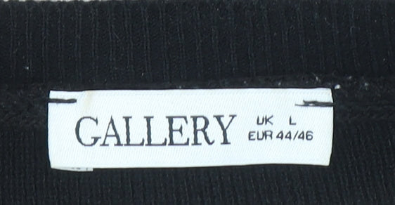 Gallery Women’s Black Ivory Striped Cardigan L Crew Neck Knit