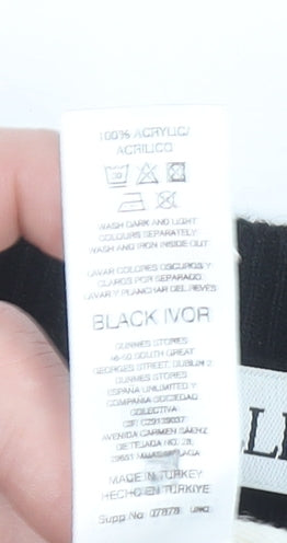 Gallery Women’s Black Ivory Striped Cardigan L Crew Neck Knit