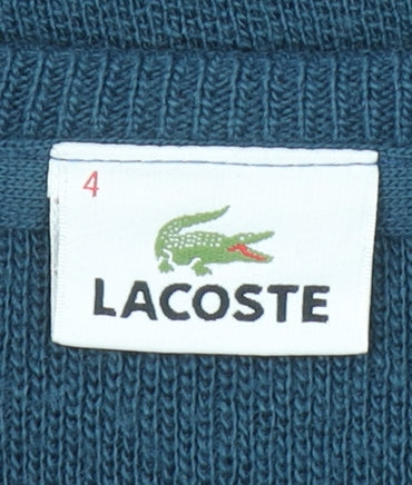 Lacoste Men Blue Wool Blend V-Neck Jumper Size M